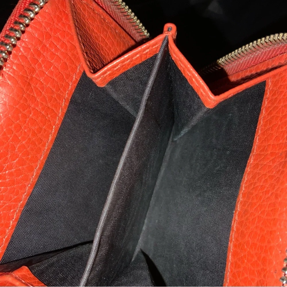 Gucci Signature Monogram Canvas Wallet with Orange Leather Trim